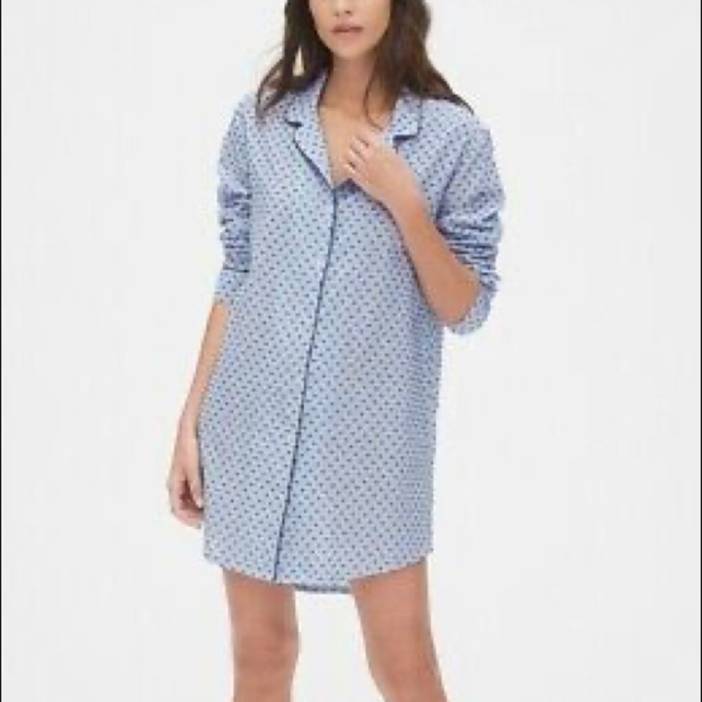 OVE by GAP | Polka Dot Pajama Shirt Dress Small
